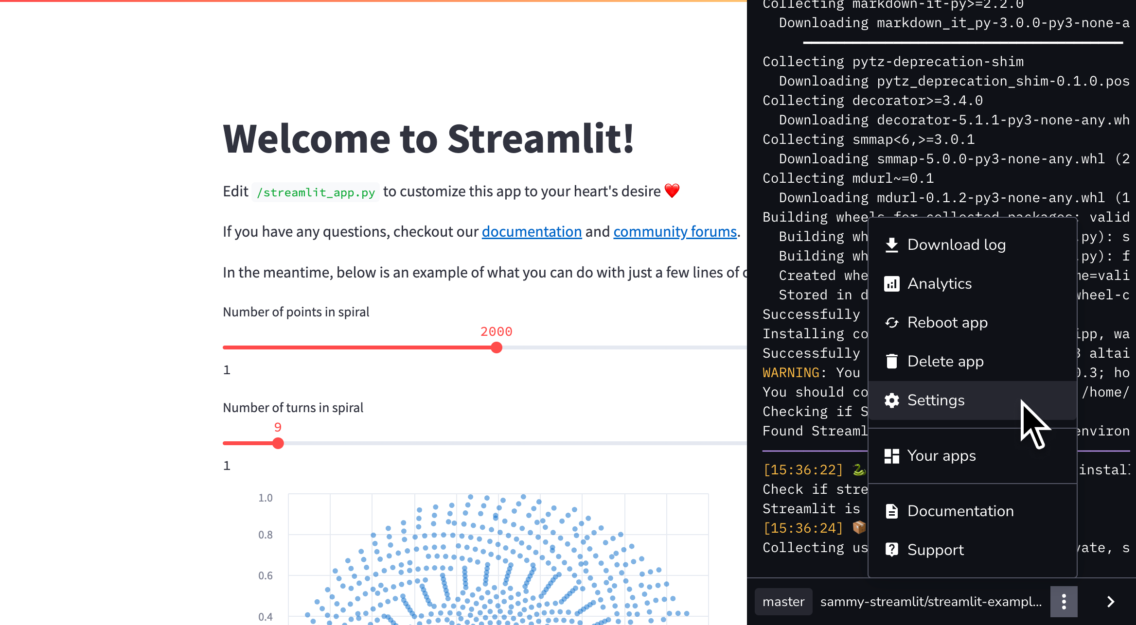 Access app settings from your Cloud logs